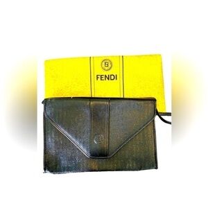 Authentic black Fendi leather purse with dust bag